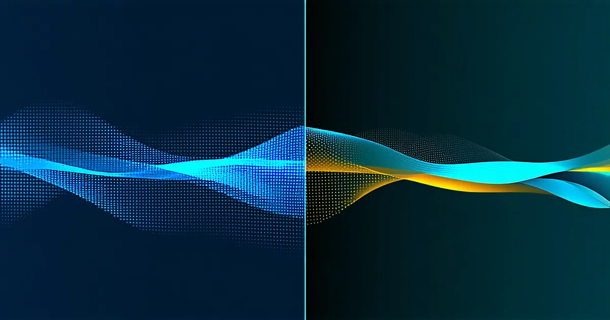 Abstract visualization contrasting two monitoring approaches